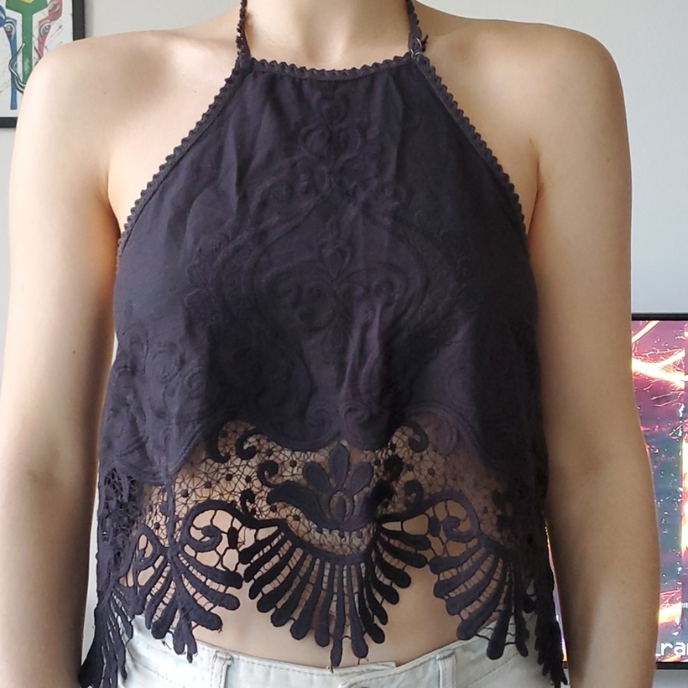 Free People Black Crop Top